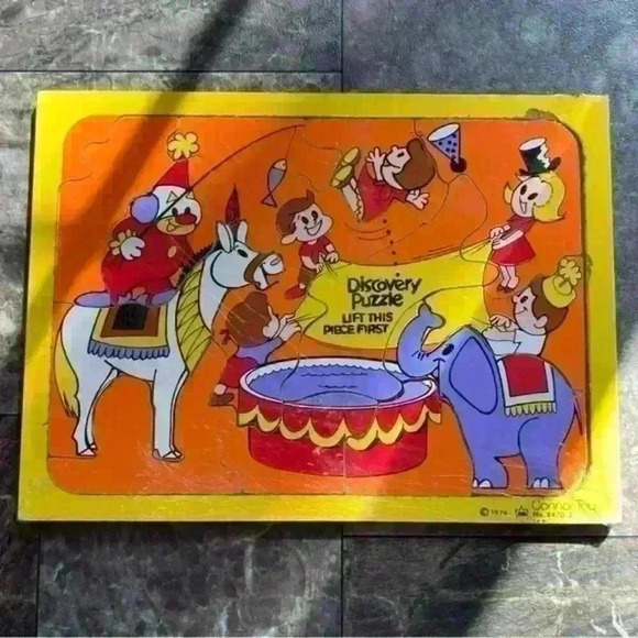 💛 Old/Vintage Circus & Clown Wooden Discovery Puzzle 1976 Connor Tou 14 Pieces
